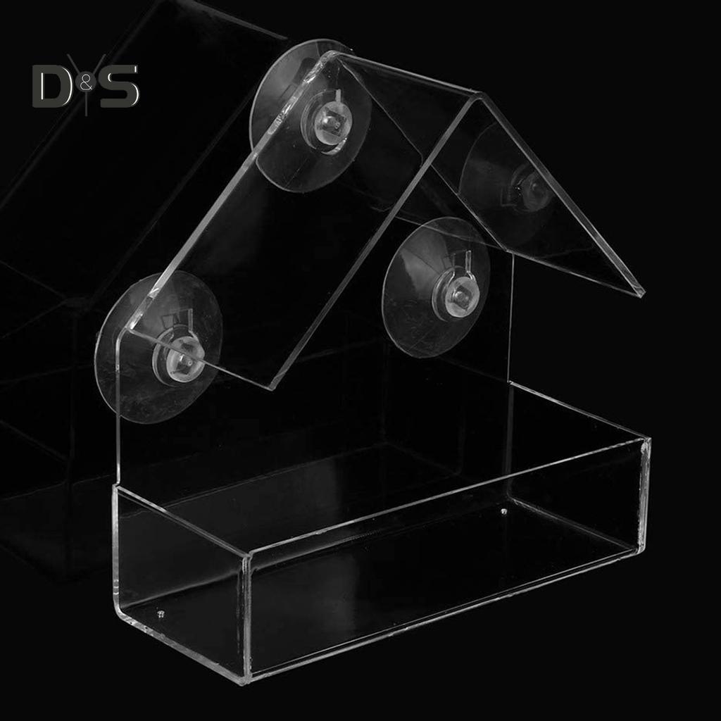 Pet Town Acrílico Transparente Alimentador de Pássaros Ventosa Montado Birdhouse Ferramenta de Alimentação de Alimentos