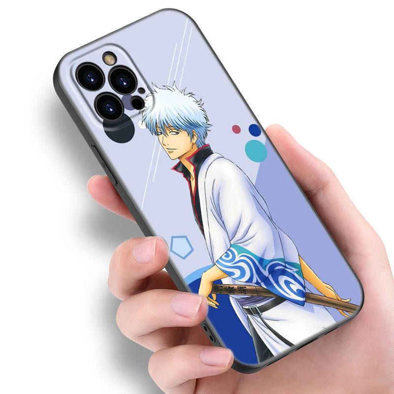 Anime Gin Tama Phone Case For Apple iPhone 12 13 Mini 11 14 15 Pro Max 7 8 Plus X XR XS SE 2020 2022 Black Silicone Case