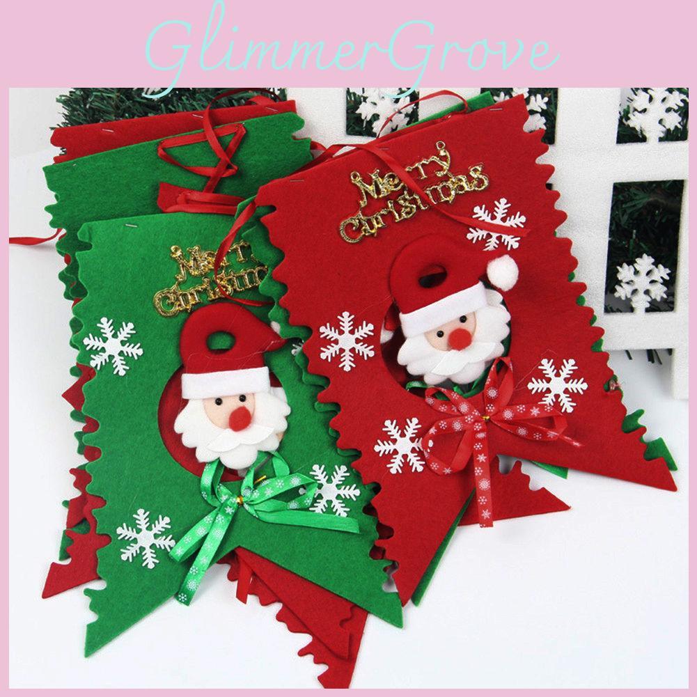 Pattern Santa Claus Hanging Flags Christmas Party Decoration Banner Fashion