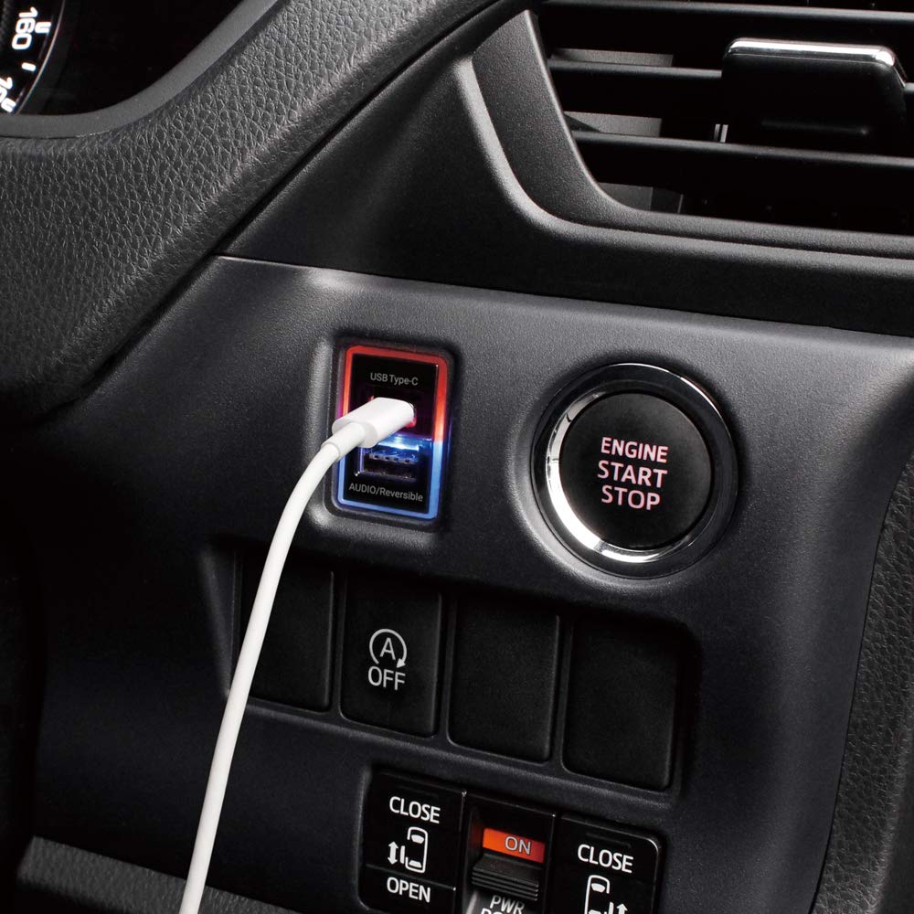Tsuchiya Yac VP-135 AUDIO+TYPE-C Reversible USB Port for Toyota Vehicles, Black, 7.1 X 3.6 Inches (18 X 9.2 Cm)
