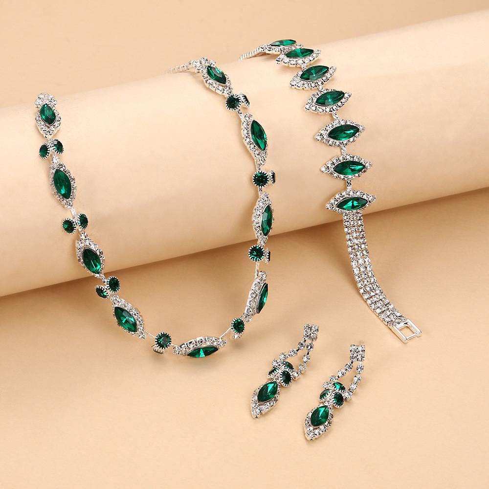 Water Drop Bridal Jewelry Set With Colorful Water Drill For Fashion Women