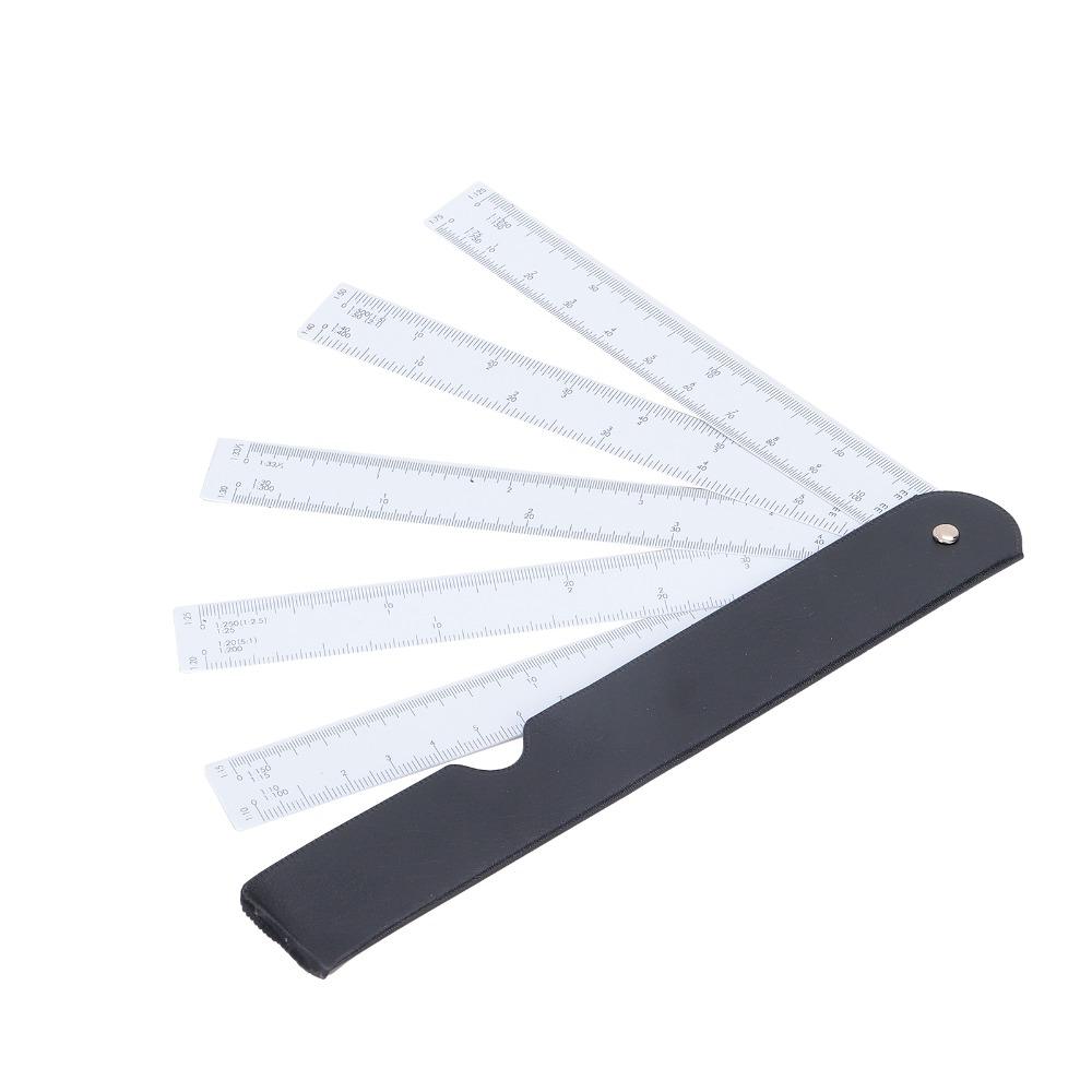 Multi Ratio Fan Shaped Ruler Plastic Scale Tools Durable Architect Scale Ruler Art Drawing