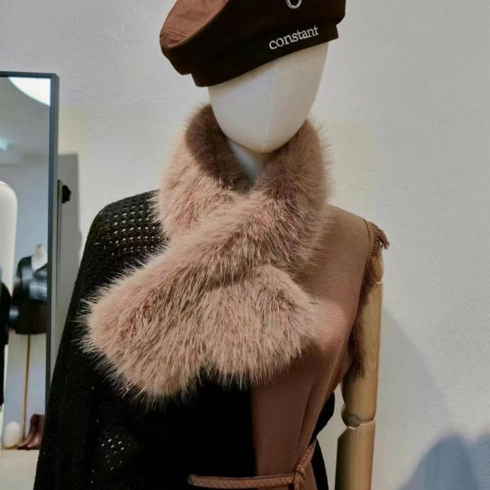 Solid Color Versatile Imitation Mink Fur Fashion Commuter Style Fur Collar Scarf for Women Light Luxury Furry Simple Scarf