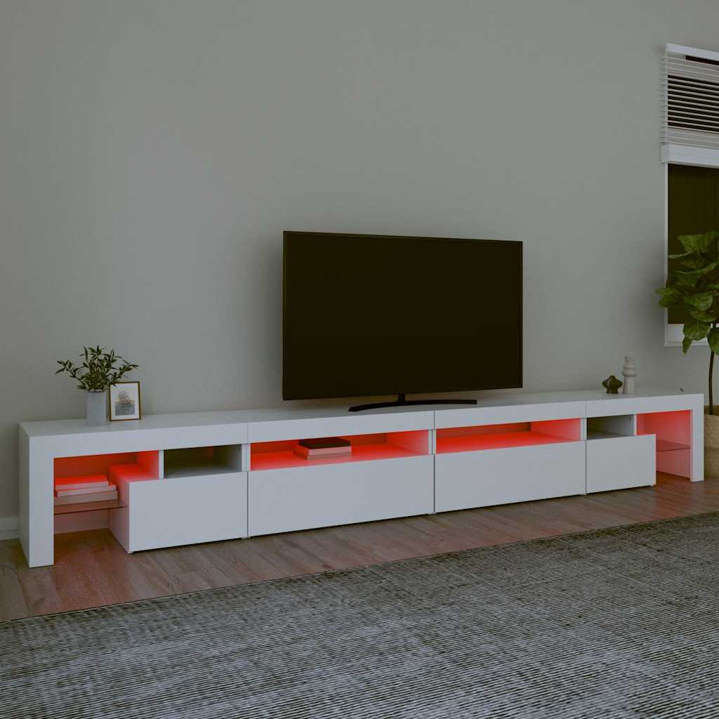 Vidaxl Szafka Pod Tv Z Oświetleniem Led, Biała, 290X36,5X40 Cm