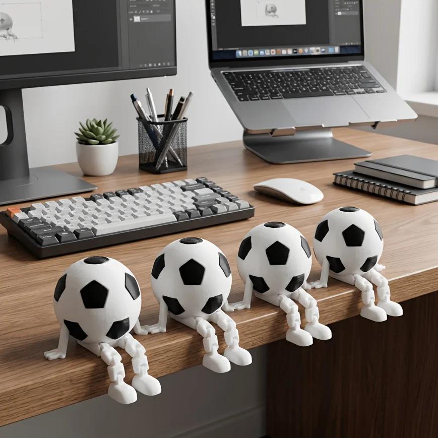 Mini Soccer Player Figurine Single Piece, Football Sculpture for Home Office Decoration & Souvenir