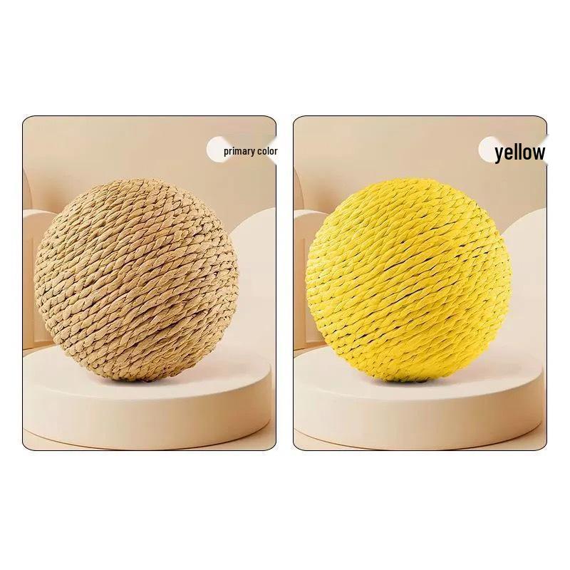 Очень большой сизалевый мяч игрушка для кошек - Прочный, устойчивый к царапинам и укусам, звучащая дразнилка на палочке для самостоятельной игры и избавления от скуки