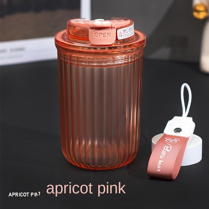 Frosted Coffee Cup 480ml Office Gift Cup Outdoor Portable Handy Cup Double Drink Plastic Water Cup with Rope Handle