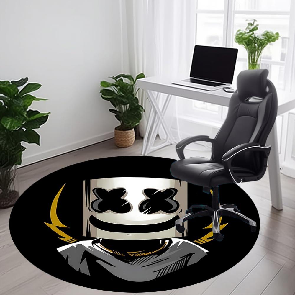 1pc Marshmello Mask Office Round Area Rug, Under Office Chairs Bedroom Living Room Home Decor, Room Deco, Available in Various Sizes