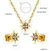 Fashion Bridal Gold Stainless Steel Pendant Necklace Earrings Jewelry Set for Women Plated18k Gold Necklace and Studs Earrings