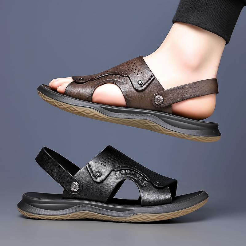 Fashion Leather Men Sandals Fashion Summer Outdoor Non-slip Hiking Trekking Shoes for Men Breathable Beach Slippers Casual Sneakers Men