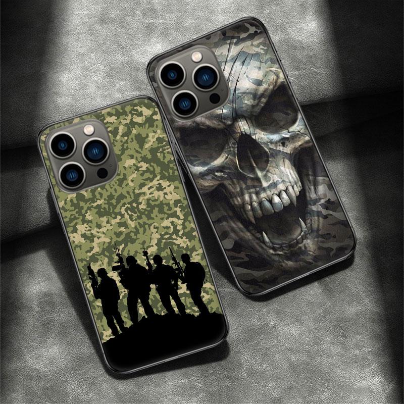 Camouflage Farbe Handyhülle Für Apple Iphone 16 15 Plus Weich 13 12 Mini Hülle 11 14 Pro Max Capa X XS XR 8 7 Schale Coque Silikon