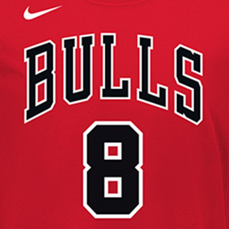 Nike X NBA Kollaborations-T-Shirt Lässig Atmungsaktiv Sportlich Buchstaben Zahl Basketball Kurzarm Lavine 8 Kinder Tops Rot 3Z2B711F1-BULZL