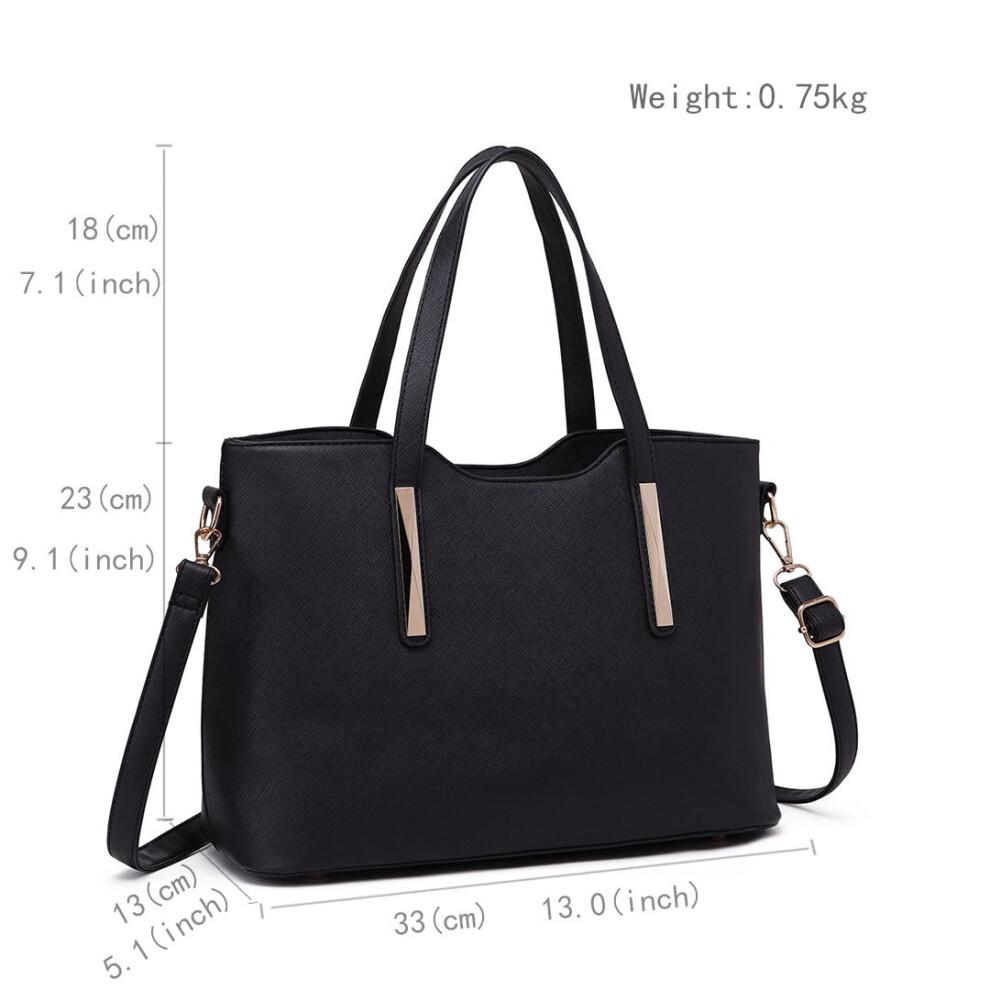 (Black) Miss Lulu Women's Shoulder Bag & Mini Pouch
