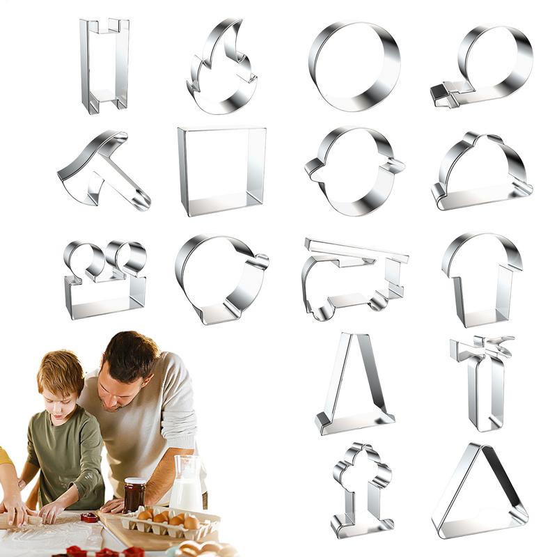 16pcs Firefighter Cookie Cutters Fire Truck Fire Equipment Cookie Mold Set Stainless Steel Cookie Baking Tools Embossing Molds CN