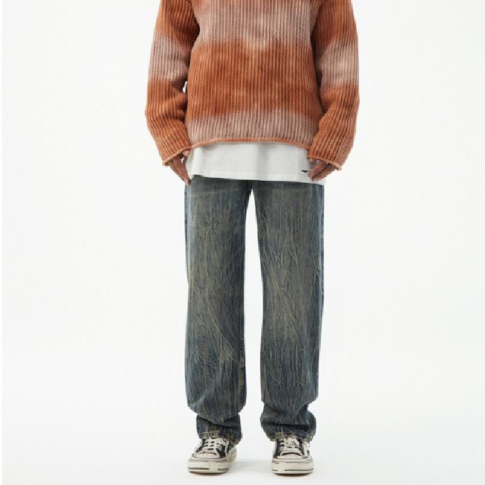 

Текстурированные выстиранные ретро джинсы мужские свободные брюки гаремы мужские американские прямые брюки леггинсы 38