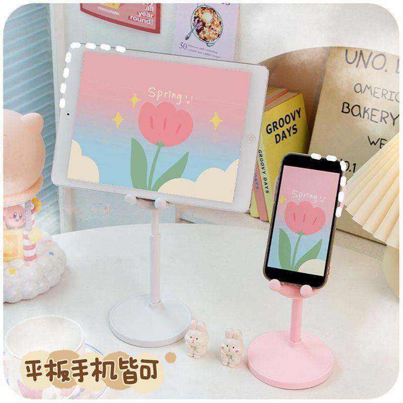 Rosa Telefonhalter Desktop-Handyständer für iPhone 13 14 Samsung Smartphone Einstellbar Schöne Kaninchen Cartoon Tischstütze
