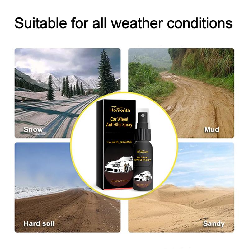 Car Wheel AntiSlip Formula 30ml Enhanced Tire Traction Spray for Wet Icy Conditions Safe Urban Rural Driving