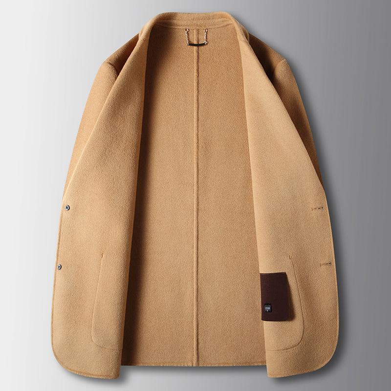Men's Casual Suit Autumn and Winter Pure Handmade Double-sided Woolen Suit Jacket Middle-aged and Young Business Wool Single West