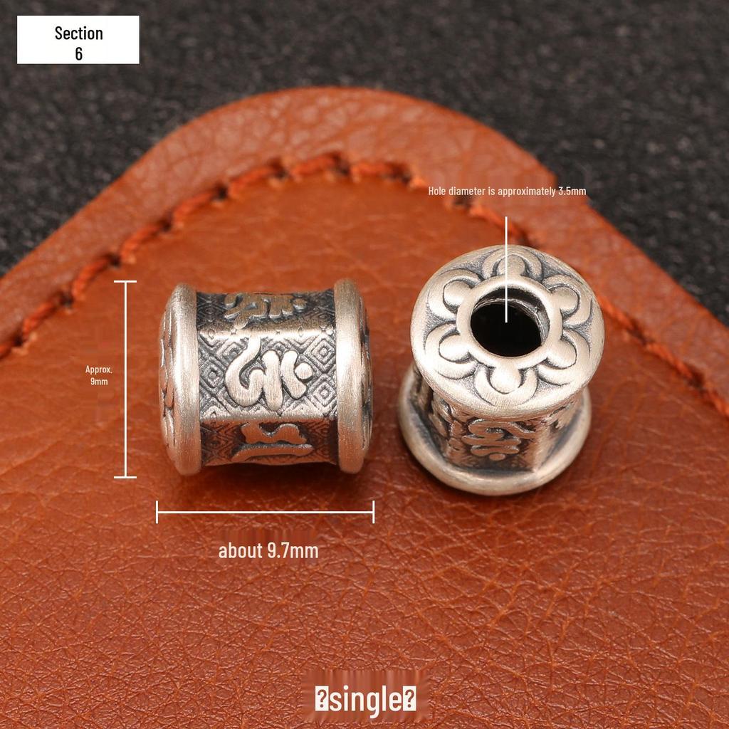 Sterling Silver S999 Ethnic Spacer Beads: Retro Barrel & Ruyi Lock Lucky Beads for DIY Jewelry.