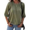 Women's Solid Color Round Neck T-Shirt Shirt Half Sleeve 3/4 Sleeve Casual Loose Pleated Basic Tops