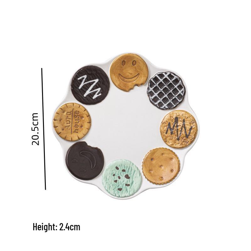 Cute Korean-Style Ceramic Mug & Cookie Series Tableware Set: Coffee Cup, Breakfast & Dinner Plates, Dessert Plate