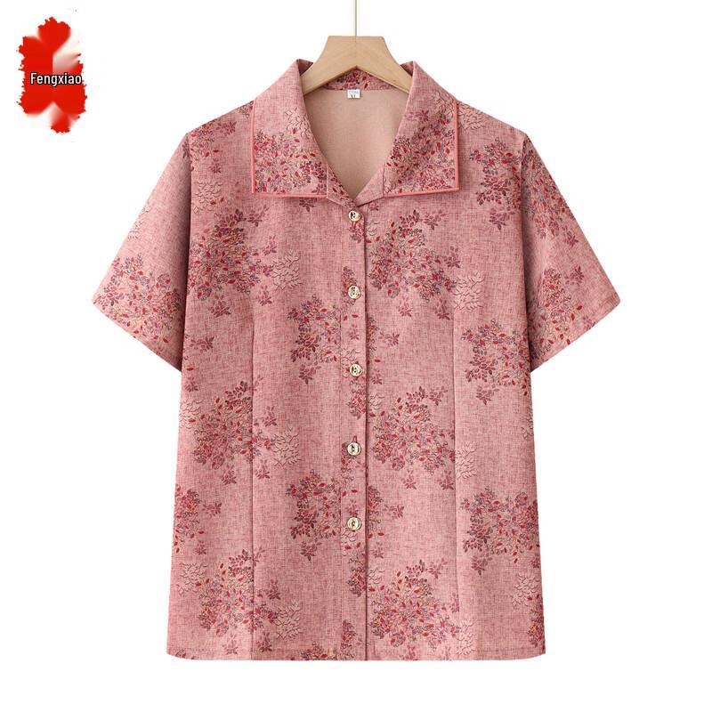 Elderly Women s Floral Short-Sleeve Cardigan 4XL