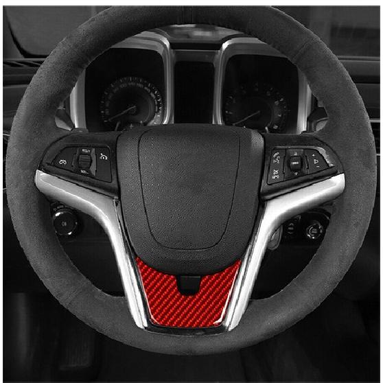Bright Red Carbon Fiber Car Steering Wheel Chin Sticker For Chevrolet Camaro 13
