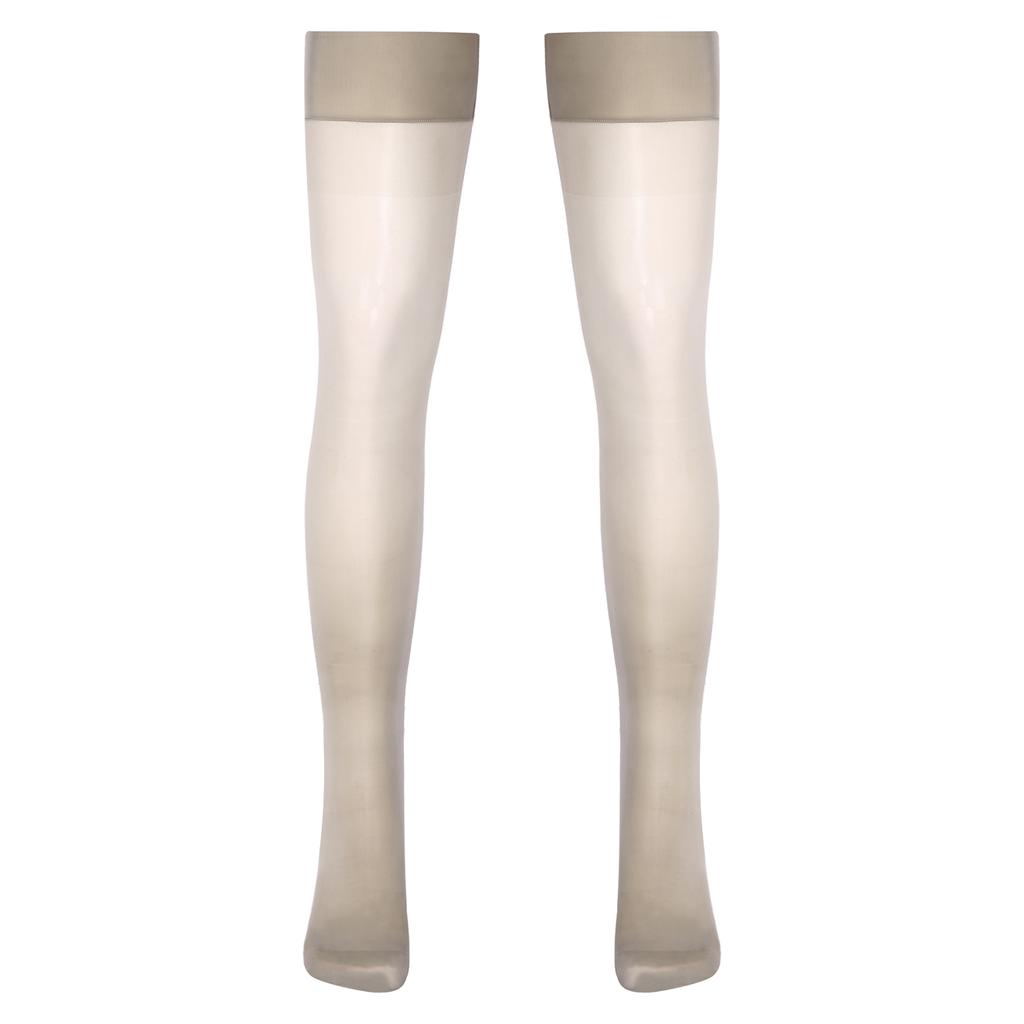 Womens Glossy See-through Stockings Thin Shiny Solid Color Elastic Sheer Thigh High Socks