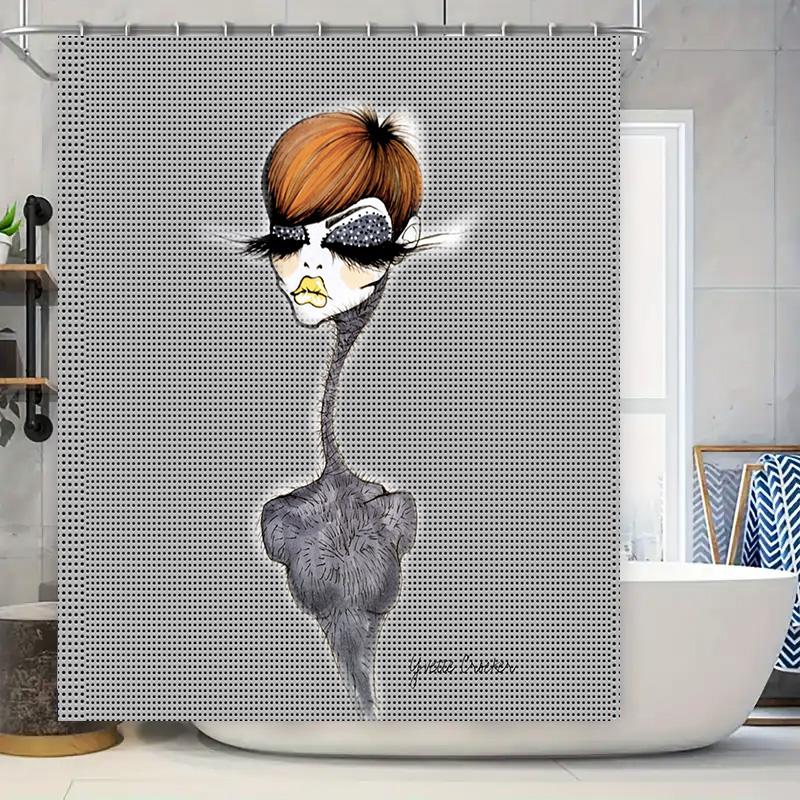 

Vibrant Print Shower Curtain Modern Artistic Design For Bathroom Decorations Black And White Polka Dot Pattern With Unique Chara W60H190(CM)-1 Pcs