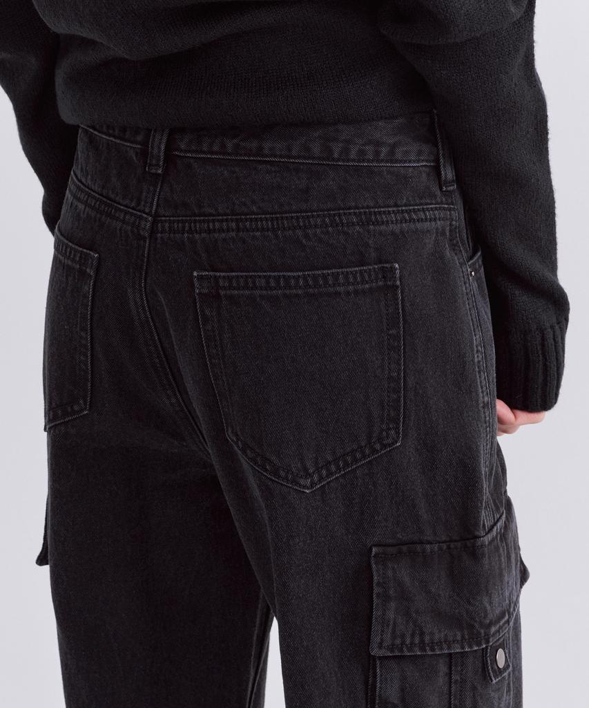 MUSINSA STANDARD WOMAN Women'S Semi-Bootcut Multi-Cargo Denim Pants [Washed Black]