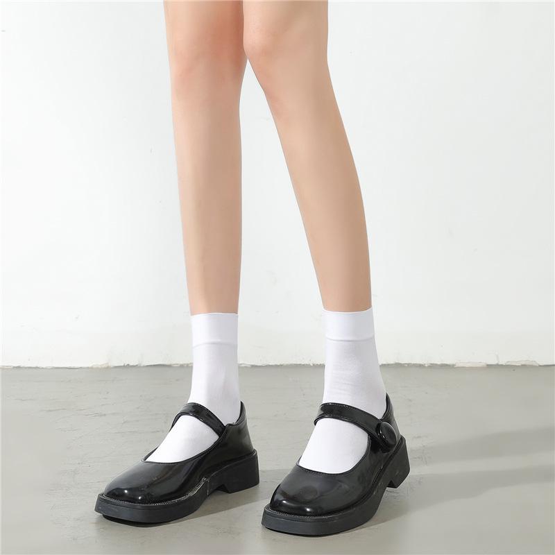 Women's White Lace Scrunch Mid-Calf Summer Socks - Mesh, JK Style, Ideal for Mary Jane Shoes