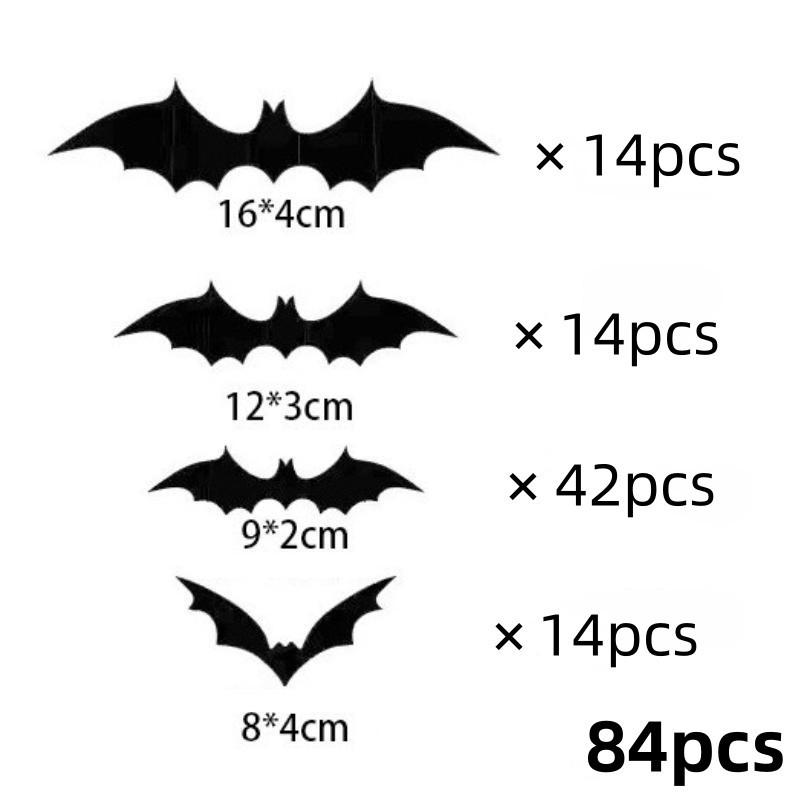 Halloween 3D Bats Wall Decorations, Black Hanging Bat Stickers, Spooky Party Supplies for Haunted House Decor