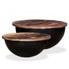 Coffee Table - vidaXL - 2 Pcs - Solid Reclaimed Wood - Black - Industrial Design