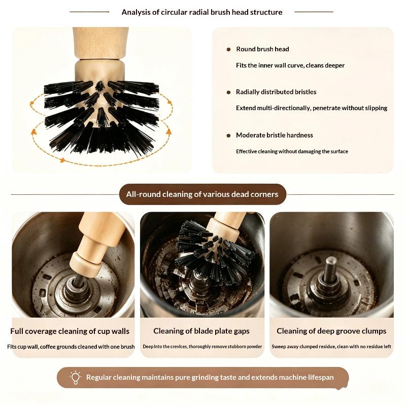 50/55Mm Coffee Portafilter Cleaning Brush Wooden Handle Non Shedding Bristles Fast Cleaning For Home Commercial Use