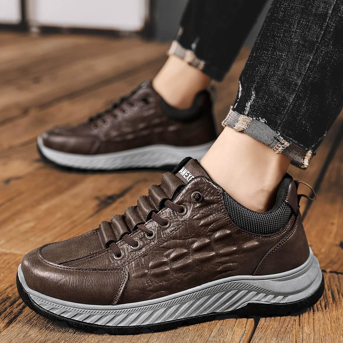 

Casual sports leather shoes men s 2025 new soft-soled non-slip, wear-resistant, lightweight, fashionable and breathable Forrest Gump shoes, sports sho 39 коричневый