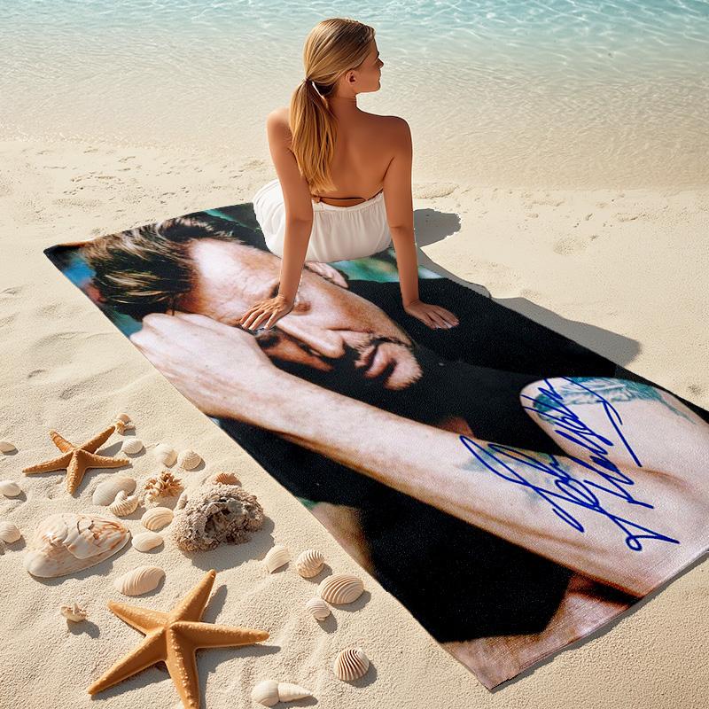 French legendary rock singer and actor Johnny Hallyday towel outdoor camping vacation swimming beach towel outdoor absorbent bath towel Y25