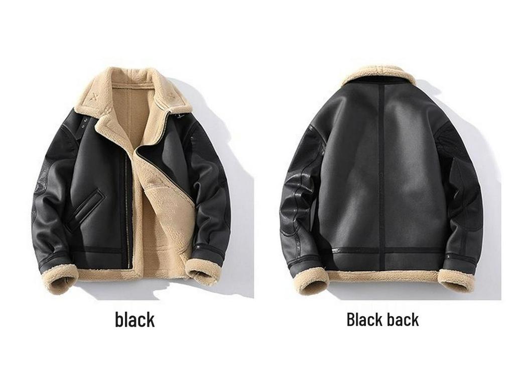 Men's Trendy Lambswool-Lined Winter Motorcycle Jacket