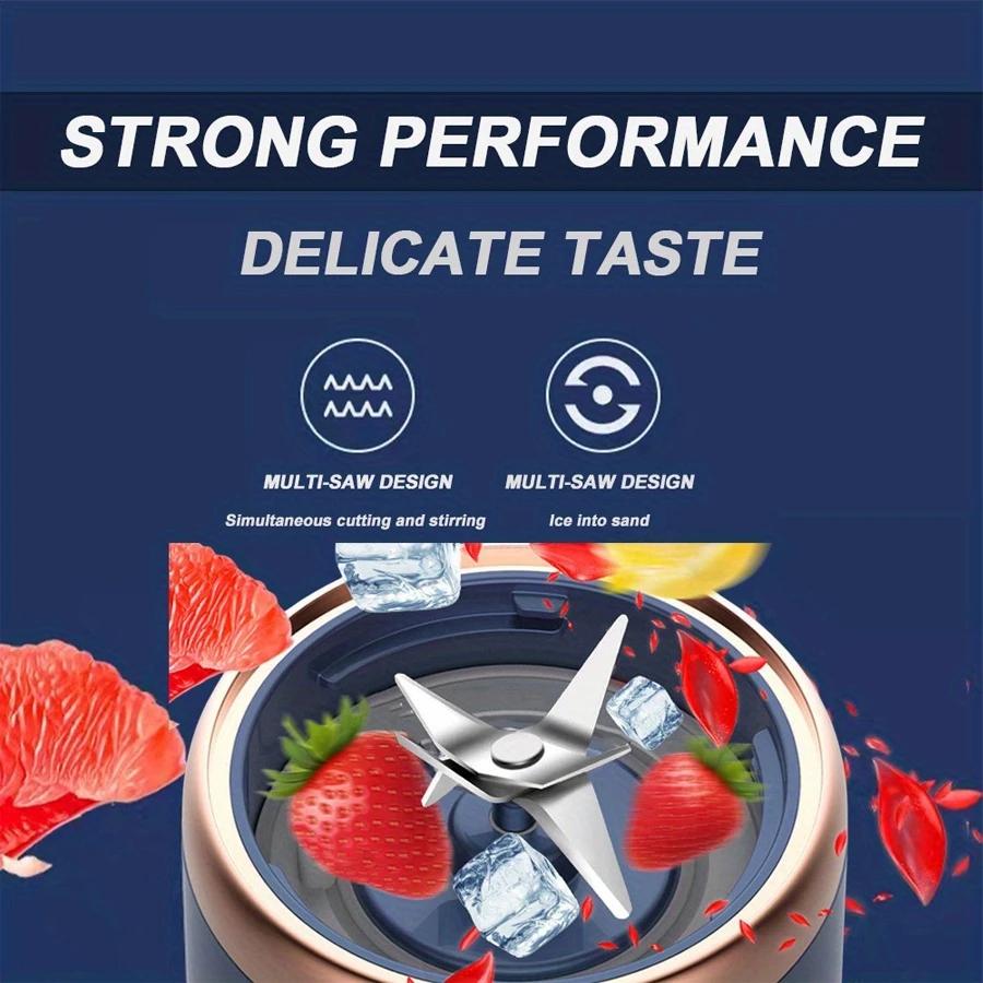 6 Klingen Elektrischer Entsafterbecher 2 Becher für Reise Tragbarer Entsafter Mixer USB-Ladung Frischer Fruchtsaft Personal Blender Smoothie