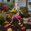 Halloween Lawn Decor with Cool Decoration Bird Pink Skeleton Flamingo Yard Art Figurines Posable Legs Spooky Outdoor Ornament for