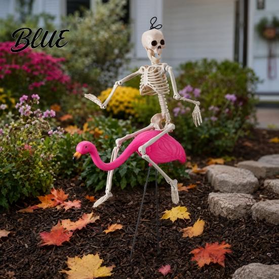 Halloween Lawn Decor with Cool Decoration Bird Pink Skeleton Flamingo Yard Art Figurines Posable Legs Spooky Outdoor Ornament for
