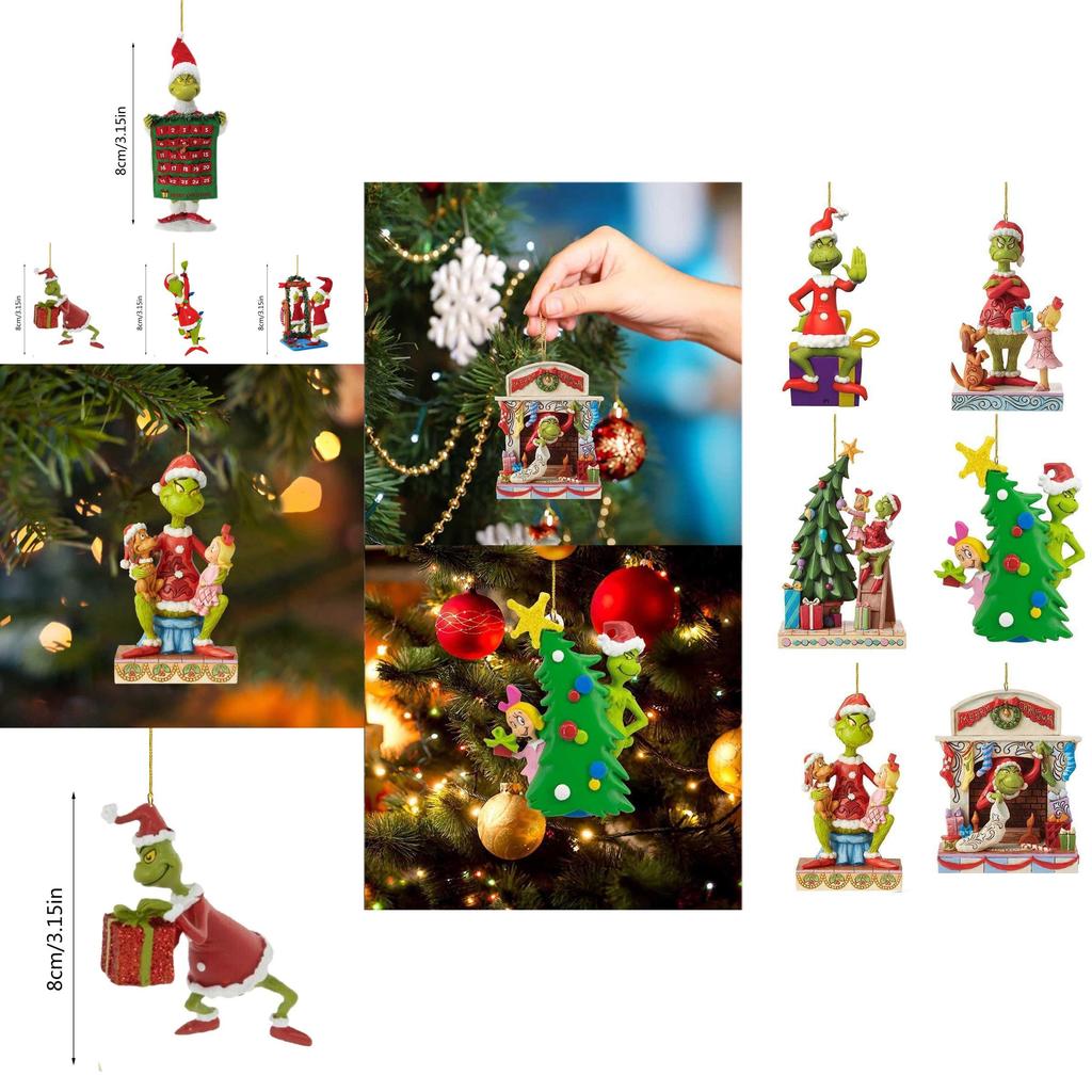 Fun Grinch Hanging Decoration Acrylic Christmas Tree Ornament For Car Interior Styling