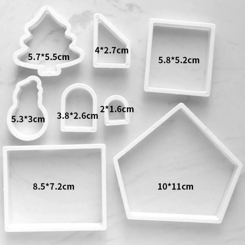 3d Christmas Gingerbread House Mould Plastic Cookie Cutter Set Diy Biscuit Mold Pastry Cake Stamp Baking Tools Accessories