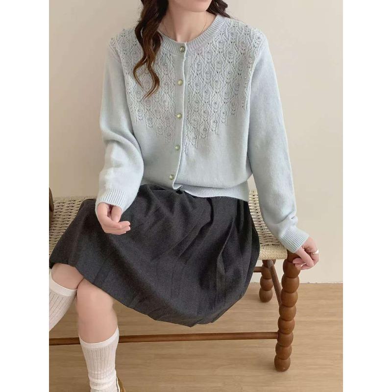 Hollow Knitted Cardigan Top Women's New High-end Design Sense Lazy Wind Soft Waxy Casual Versatile Sweater Jacket