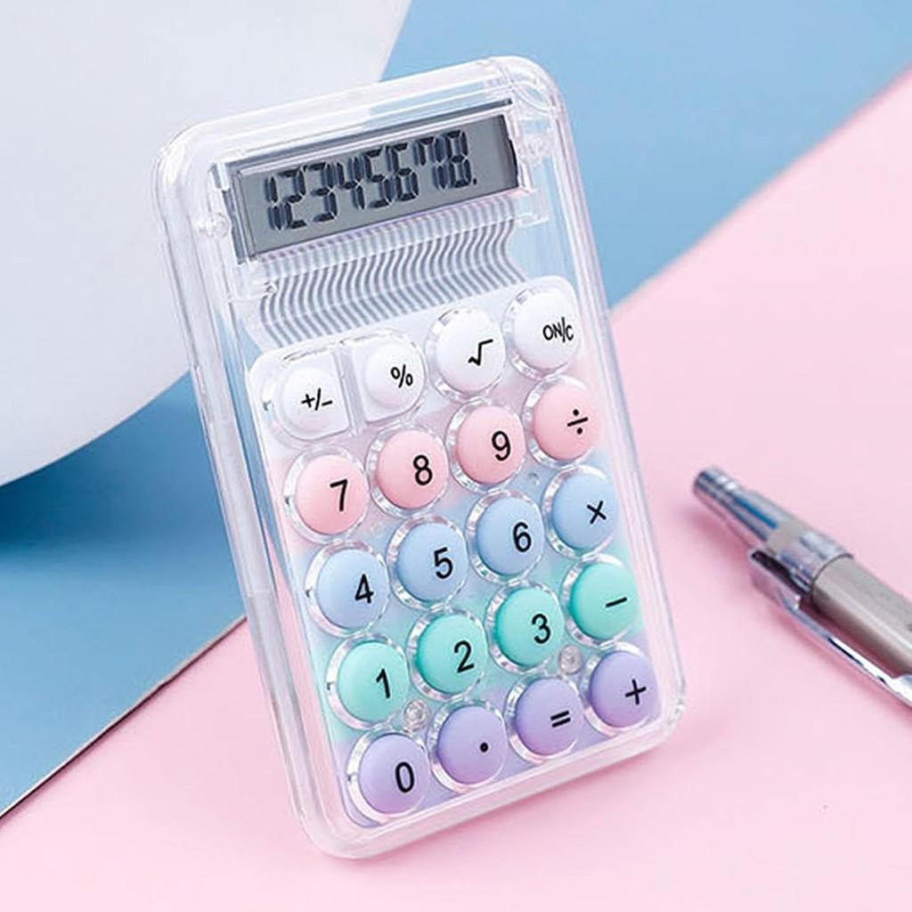 Macaron Mini Calculator Color Small Portable Transparent Student Supplies Office