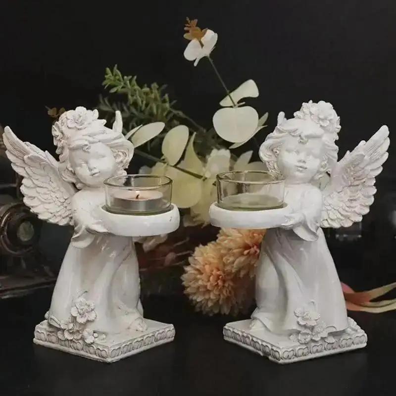 Pryskyřice Andělský svícen Angel Collection Figurka Anděl Socha Svícen na čajovou svíčku Dárky Stolní ozdoby na stojánek na čajovou svíčku