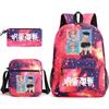 Large Capacity Schoolbag with Shoulder Strap; Student Three-piece Pencil Case Set