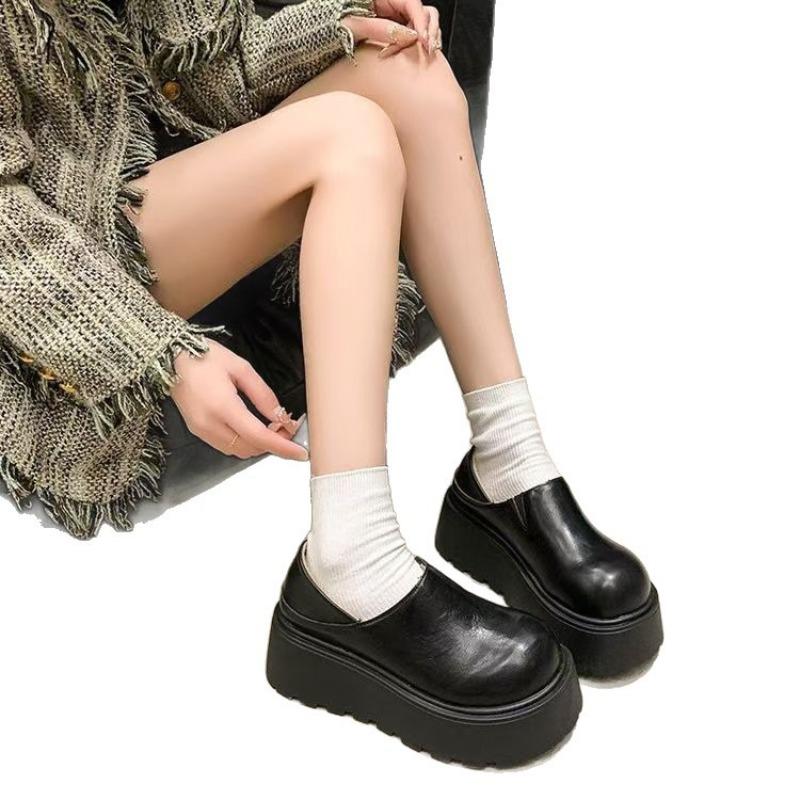 Buty na grubej podeszwie zwiększające wysokość dla kobiet z ciepłym polarem, bawełniane buty na jedną stopę