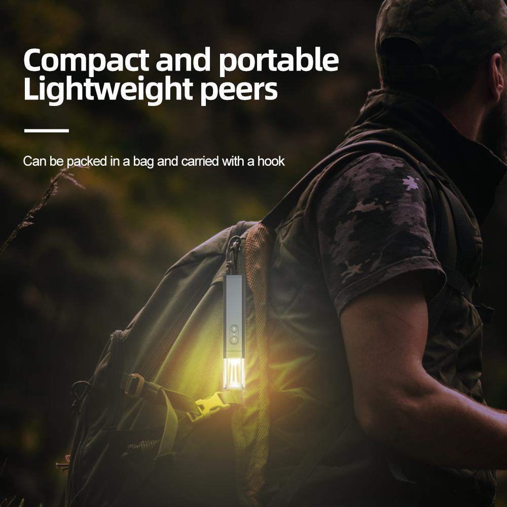 LED Aluminum Alloy Flashlight, 5-Level Adjustable, Portable Camping Light, Magnetic Repair Light with Built-in Lithium Battery