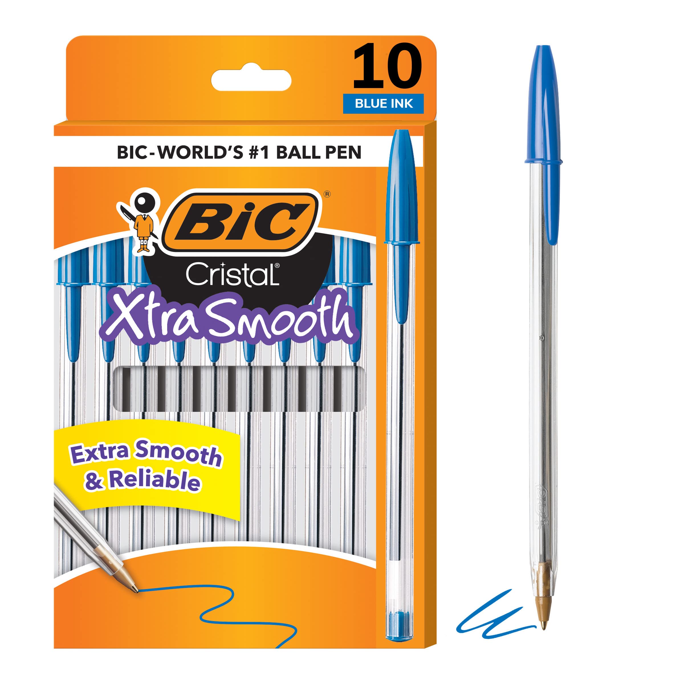 

BIC Cristal Extra Smooth Ballpoint 10 Count Pens, синій