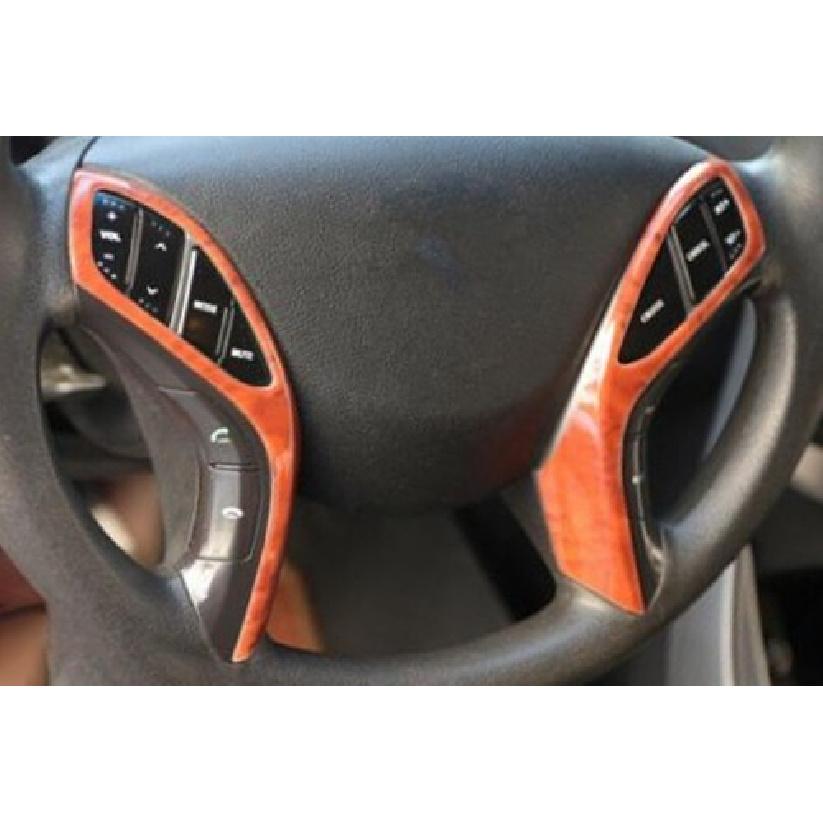 For Hyundai Elantra 11-16 Wood Grain Peach Front Steering Wheel Frame Cover Trim